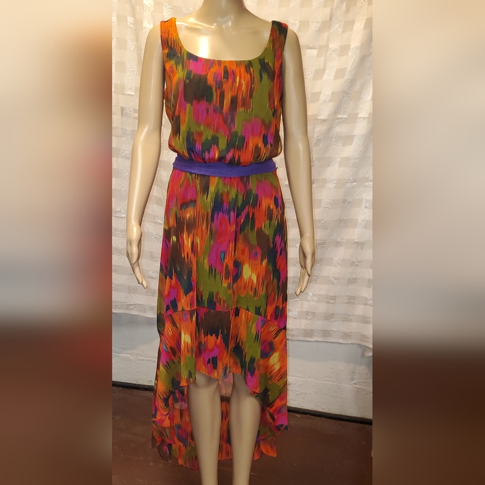 Ronni Nicole Vibrant High-Low Dress, Size 8.